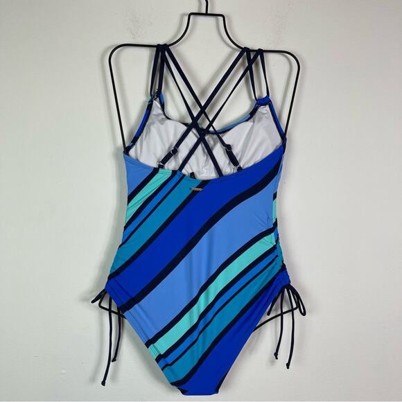 Nautica NWOT Newport Stripe One-Piece Swimsuit Blue M - Picture 4 of 7